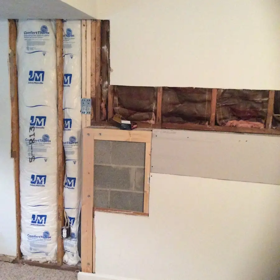 Wall insulation replacement during Basement Flood Cleanup in South Haven